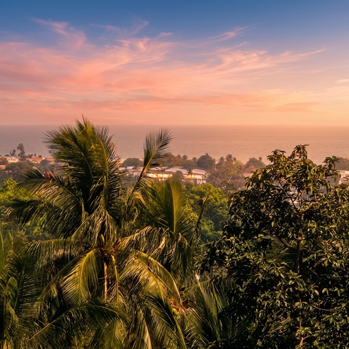 Villa Amaya — vue mer au coucher du soleil — après